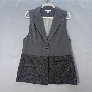 CABI Over The Moon Sleeveless Blazer‎ Speckle Vest Gray Black Sz Medium Artsy